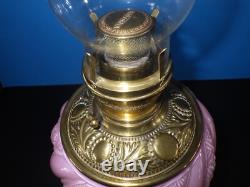 Vintage Victorian Fostoria Gone With The Wind Oil Lamp, Kerosene, 1890s Palor