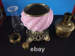 Vintage Victorian Fostoria Gone With The Wind Oil Lamp, Kerosene, 1890s Palor