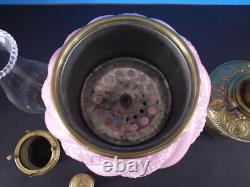 Vintage Victorian Fostoria Gone With The Wind Oil Lamp, Kerosene, 1890s Palor