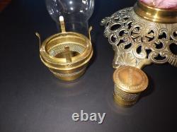 Vintage Victorian Fostoria Gone With The Wind Oil Lamp, Kerosene, 1890s Palor