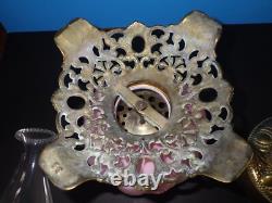 Vintage Victorian Fostoria Gone With The Wind Oil Lamp, Kerosene, 1890s Palor