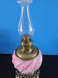 Vintage Victorian Fostoria Gone With The Wind Oil Lamp, Kerosene, 1890s Palor