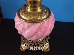 Vintage Victorian Fostoria Gone With The Wind Oil Lamp, Kerosene, 1890s Palor