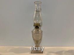 Vintage Westmoreland Diamond & Ribbed Clear Glass Oil Lamp with Chimney