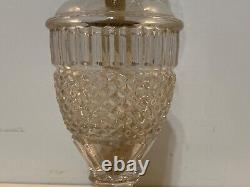 Vintage Westmoreland Diamond & Ribbed Clear Glass Oil Lamp with Chimney