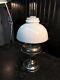 Vtg Brass Electrified Oil Lamp with glass Chimney & Milk Glass Shade Beautiful