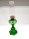 Vtg. EAPG Emerald Green Oil Lamp Original Blown Glass Rope & Bubble Berry Design