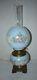 Vtg Edward Miller E. M & Co Solar H. Painted Blue Floral Gwtw Parlor Lamp 16 1/2