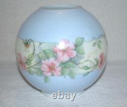 Vtg Edward Miller E. M & Co Solar H. Painted Blue Floral Gwtw Parlor Lamp 16 1/2