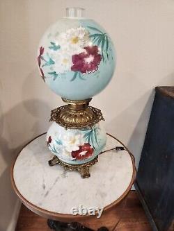 Vtg Gone With The Wind Hand Painted Parlor Oil Lamp Victorian Floral GWTW 22