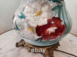 Vtg Gone With The Wind Hand Painted Parlor Oil Lamp Victorian Floral GWTW 22