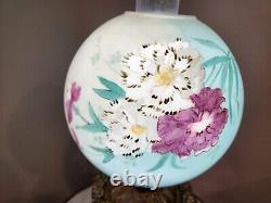 Vtg Gone With The Wind Hand Painted Parlor Oil Lamp Victorian Floral GWTW 22