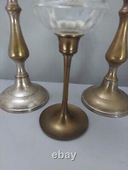 Vtg Kerosene Peg Lamp Candlesticks Glass Chimney Wicks Lot 3 16 12 Antique