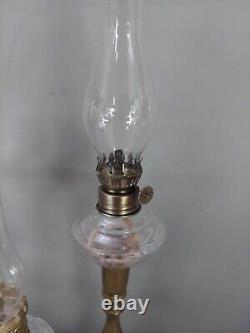 Vtg Kerosene Peg Lamp Candlesticks Glass Chimney Wicks Lot 3 16 12 Antique