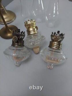 Vtg Kerosene Peg Lamp Candlesticks Glass Chimney Wicks Lot 3 16 12 Antique