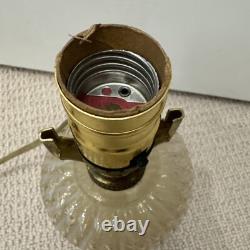 WORKS! Antique Sheldon Swirl Opalescent Glass Converted Lamp