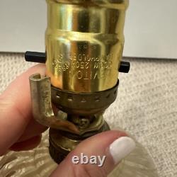 WORKS! Antique Sheldon Swirl Opalescent Glass Converted Lamp