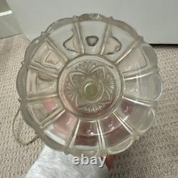 WORKS! Antique Sheldon Swirl Opalescent Glass Converted Lamp