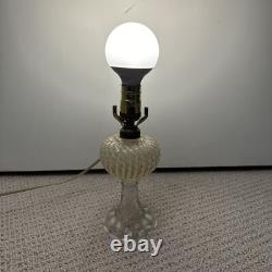 WORKS! Antique Sheldon Swirl Opalescent Glass Converted Lamp