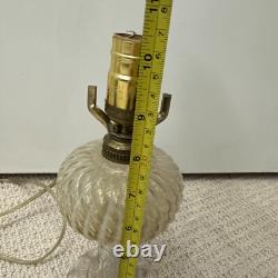 WORKS! Antique Sheldon Swirl Opalescent Glass Converted Lamp