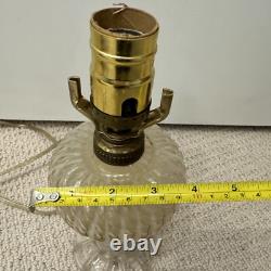 WORKS! Antique Sheldon Swirl Opalescent Glass Converted Lamp