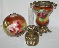 WOW! RARE Antique Gone with the Wind Oil Lamp with ROSES (GWTW Parlor Lamp)