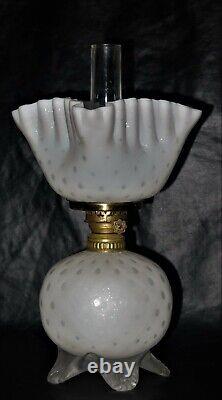 Wall /Table Vaseline Swirl Antique Figural Art Glass Mini Oil Lamp Base MINT