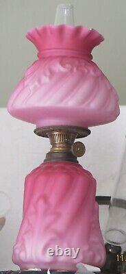 Wall /Table Vaseline Swirl Antique Figural Art Glass Mini Oil Lamp Base MINT