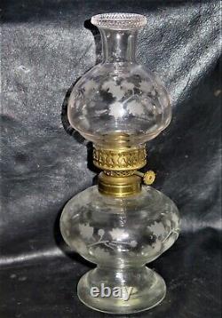 Wall /Table Vaseline Swirl Antique Figural Art Glass Mini Oil Lamp Base MINT