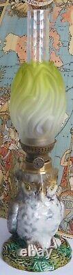 Wall /Table Vaseline Swirl Antique Figural Art Glass Mini Oil Lamp Base MINT
