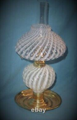 Wall /Table Vaseline Swirl Antique Figural Art Glass Mini Oil Lamp Base MINT