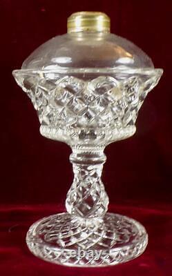 Westmoreland Block Kerosene Oil Lamp Gillinder & Sons 420 Clear Glass 1893
