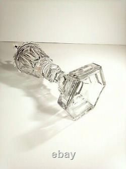 Whale Oil Or Fluid Lamp Clear Pressed Glass With Two Wick Burner Mid 1800's