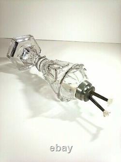 Whale Oil Or Fluid Lamp Clear Pressed Glass With Two Wick Burner Mid 1800's