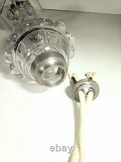 Whale Oil Or Fluid Lamp Clear Pressed Glass With Two Wick Burner Mid 1800's