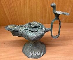 Wonderful Museum Quality Rare Ancient Roman Bronze Oil Lamp