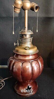 Wow! Antique Bradley & Hubbard Solid Red Brass Vintage Oil Lamp Convet. Electric