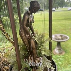 Wow! Vintage Oil Rain Hanging Lamp. Nude Greek Goddess. 21