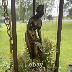 Wow! Vintage Oil Rain Hanging Lamp. Nude Greek Goddess. 21