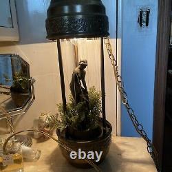 Wow! Vintage Oil Rain Hanging Lamp. Nude Greek Goddess. 21